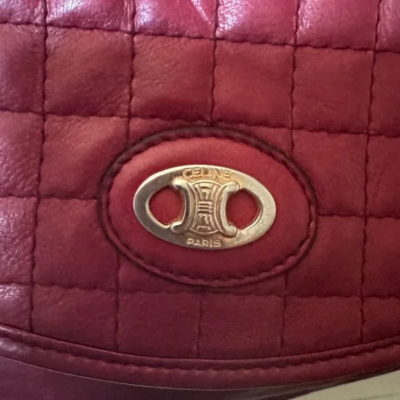 Celine vintage Red Quilted Leather Bag with COA
